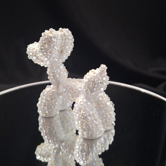 White Bedazzled Balloon Dog Statuette, Unique Gift, Home Decor, Bling Dog - Picture 3 of 9